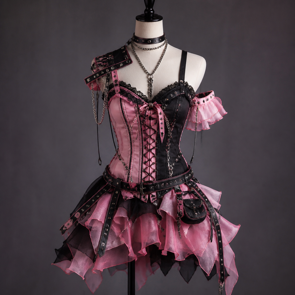 Pink light a little decoration
photorealistic fashion design, Pink light a little decoration , punk style, just the design no text