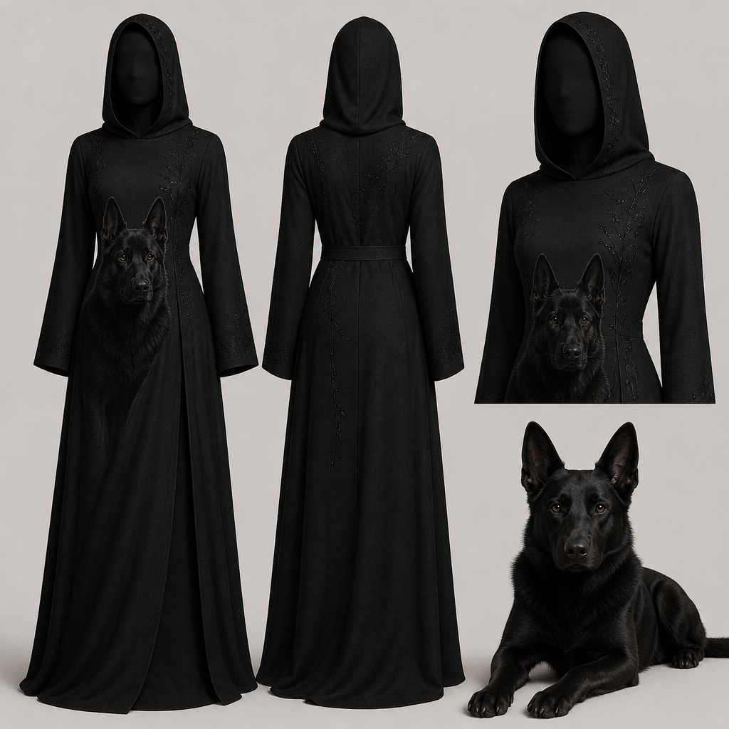Poki is Black German Shepard
full black. HR fashion aesthetics. Design with modest coverage.
photorealistic fashion design, Poki is Black German Shepard
full black. HR fashion aesthetics. Design with modest coverage., just the design no text