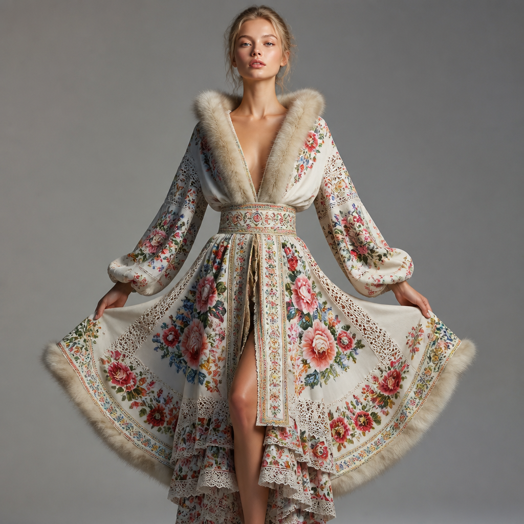 A Female Dress design, suitable for Summer. Consider Russian fashion — fur and layering traditions, bold patterns, mix of European elegance and Slavic folk motifs. Current season is Summer in Russia.
photorealistic fashion design, A Female Dress design, suitable for Summer. Consider Russian fashion — fur and layering traditions, bold patterns, mix of European elegance and Slavic folk motifs. Current season is Summer in Russia., just the design no text