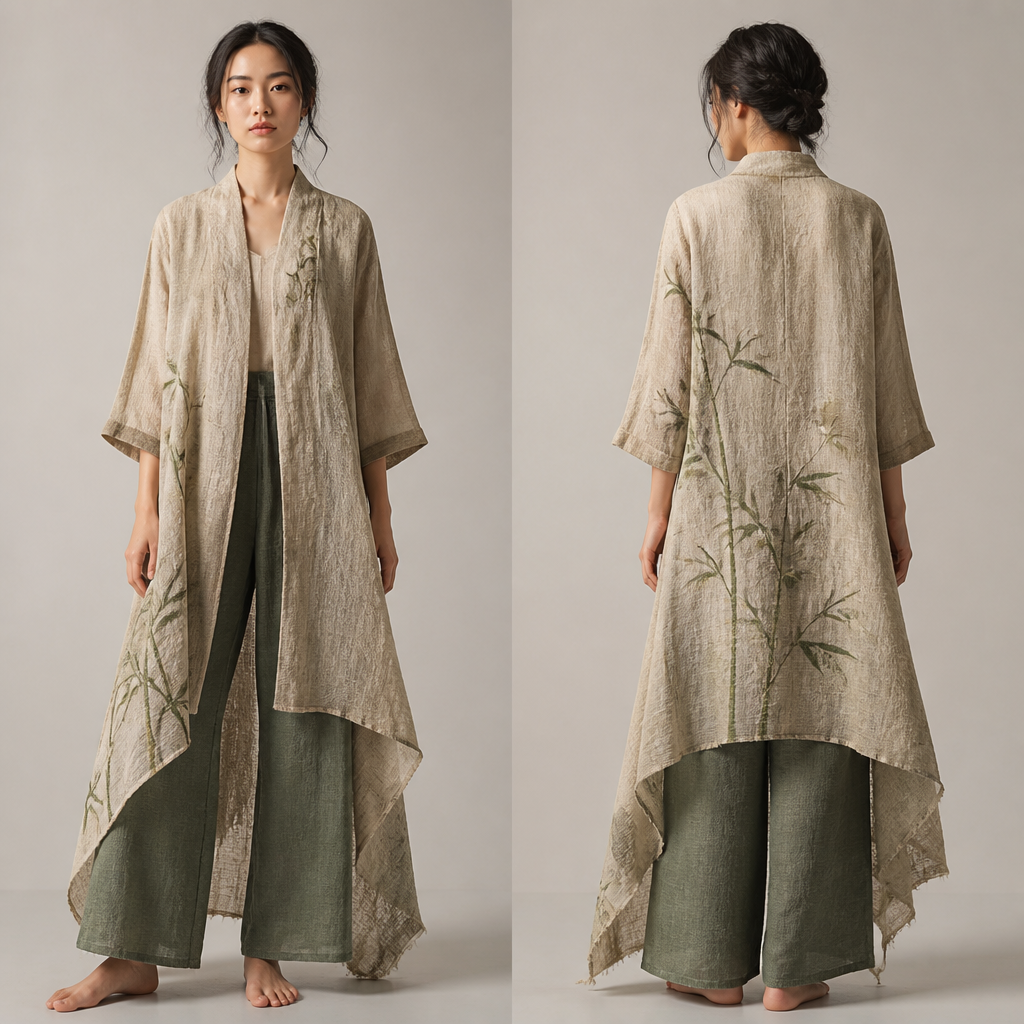 Eastern
photorealistic fashion design, Eastern, sustainable style, just the design no text, show front and back