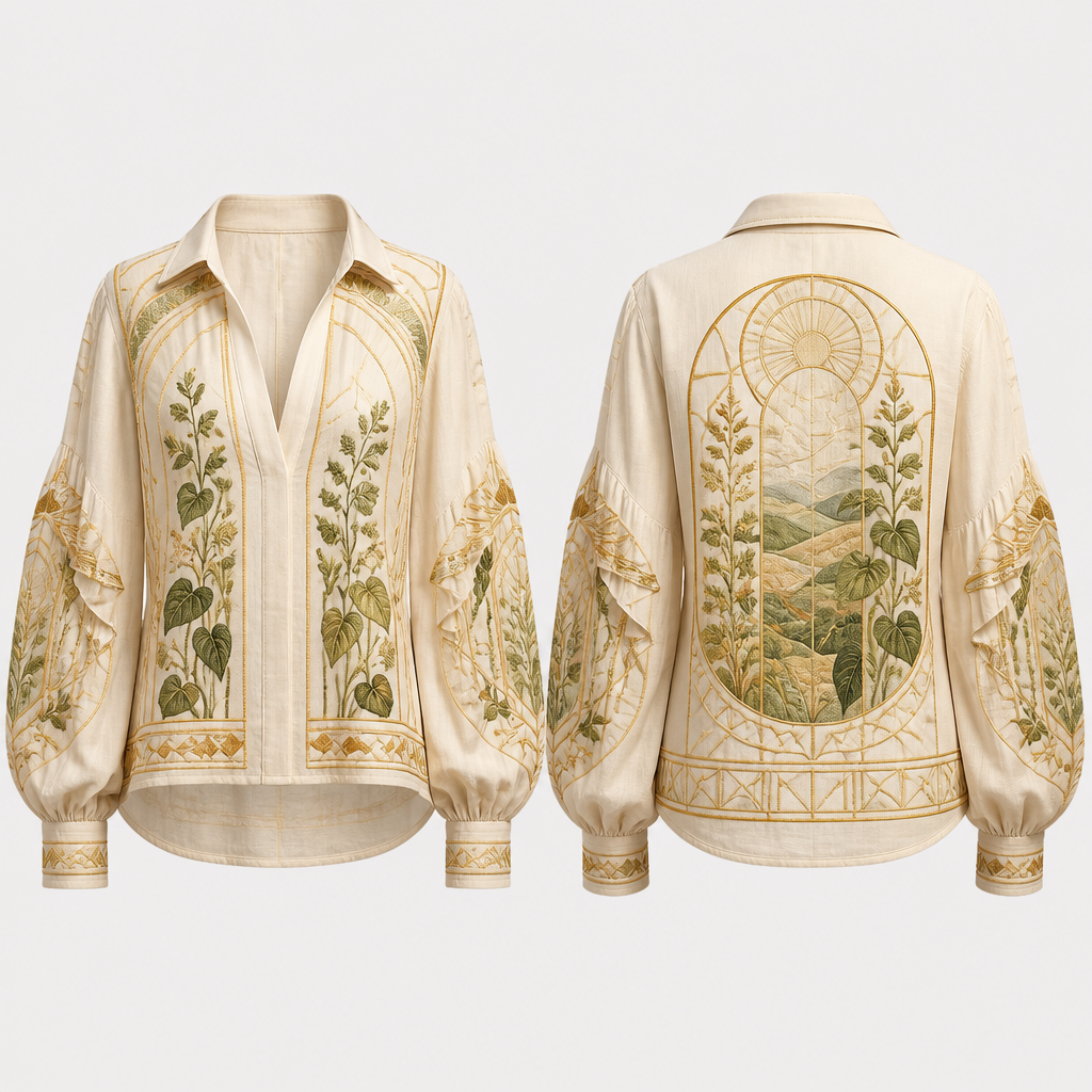 Solarpunk, shirt female
photorealistic fashion design, Solarpunk, shirt female , bohemian style, just the design no text, show front and back