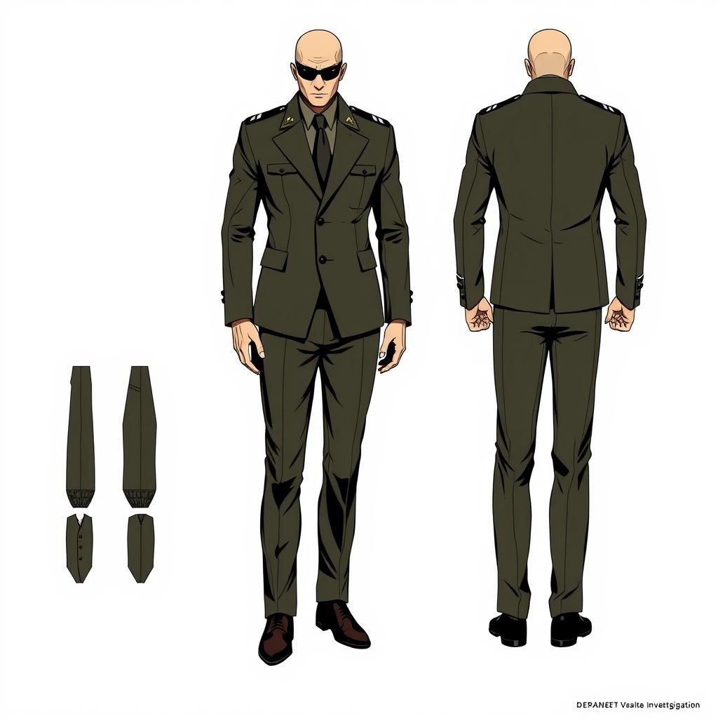 Design a male uniform for an investigation agency of the government, consisting of jacket and trouser. The jacket and the trouser are fitted and smart. The jacket can be single breasted with smart cuts.
Design a sleek male uniform for a government investigation agency, merging military precision with modern aesthetics. The single-breasted jacket features sharp tailoring, epaulets, and angular pockets, emphasizing functionality and authority. Pair it with fitted trousers crafted from durable fabric, incorporating subtle camo patterns to convey stealth, professionalism, and sophistication in the field.