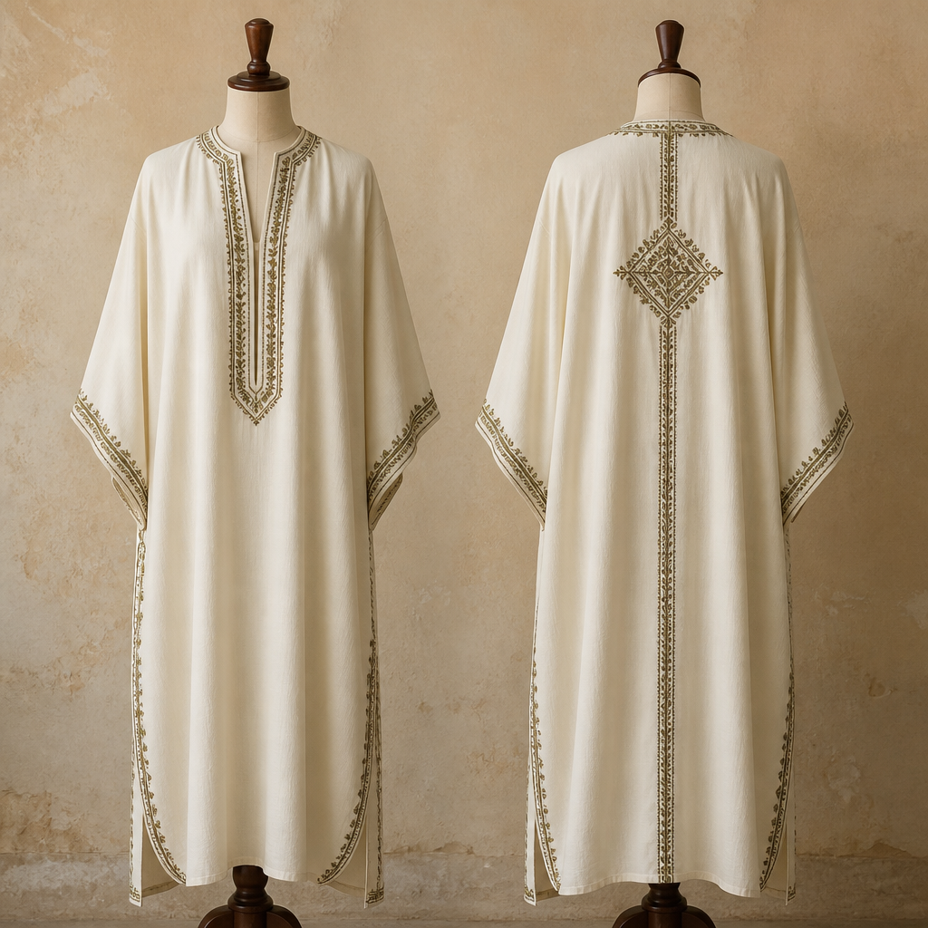 A Unisex Dress design, suitable for Summer, in Vintage style. Algeria fashion aesthetics.
photorealistic fashion design, A Unisex Dress design, suitable for Summer, in Vintage style. Algeria fashion aesthetics., vintage style, just the design no text