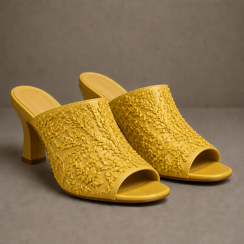 Make this in yellow
edit the attached fashion design with these instructions: Make this in yellow. keep it photorealistic, just the design no text