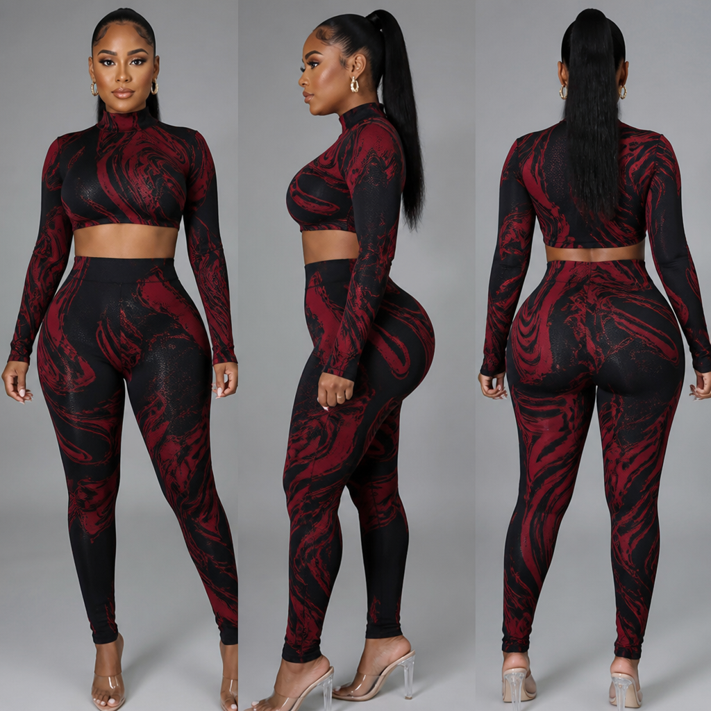 bodycon sexy 2 sets crop and pant
Afro Tribal Liquid Motion
Slinky Stretch
Base black
Accent wine
front , side and back
african curvy girl. Egypt fashion aesthetics.
photorealistic fashion design, bodycon sexy 2 sets crop and pant
Afro Tribal Liquid Motion
Slinky Stretch
Base black
Accent wine
front , side and back
african curvy girl. Egypt fashion aesthetics., just the design no text