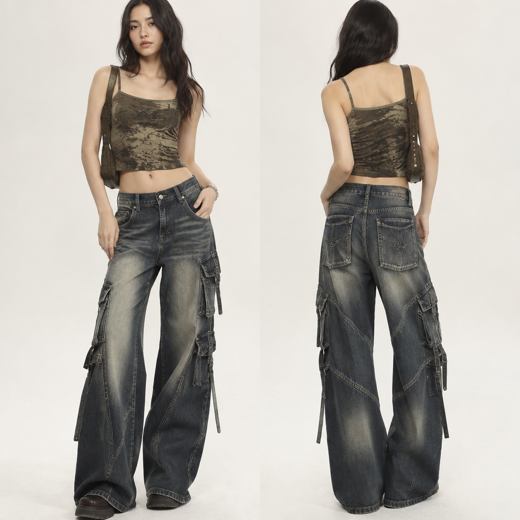 A Pants design, in Y2K style. SY fashion aesthetics. Present it as professional fashion catalogue photography: the garment is the subject, shown full-length with editorial styling, neutral posing and tasteful, non-suggestive framing.
photorealistic fashion design, A Pants design, in Y2K style. SY fashion aesthetics. Present it as professional fashion catalogue photography: the garment is the subject, shown full-length with editorial styling, neutral posing and tasteful, non-suggestive framing., y2k style, just the design no text
