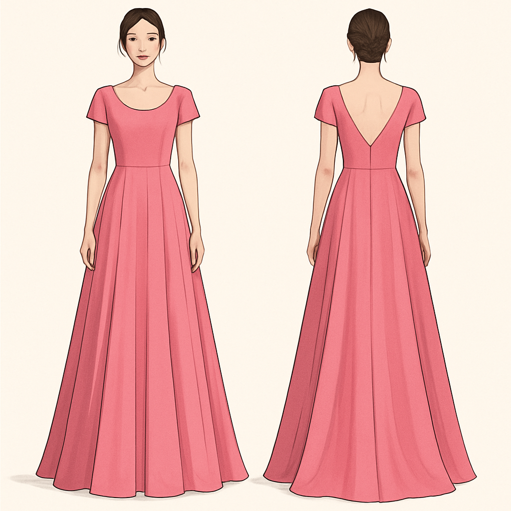 A long pink dress
A long pink dress , show front and back