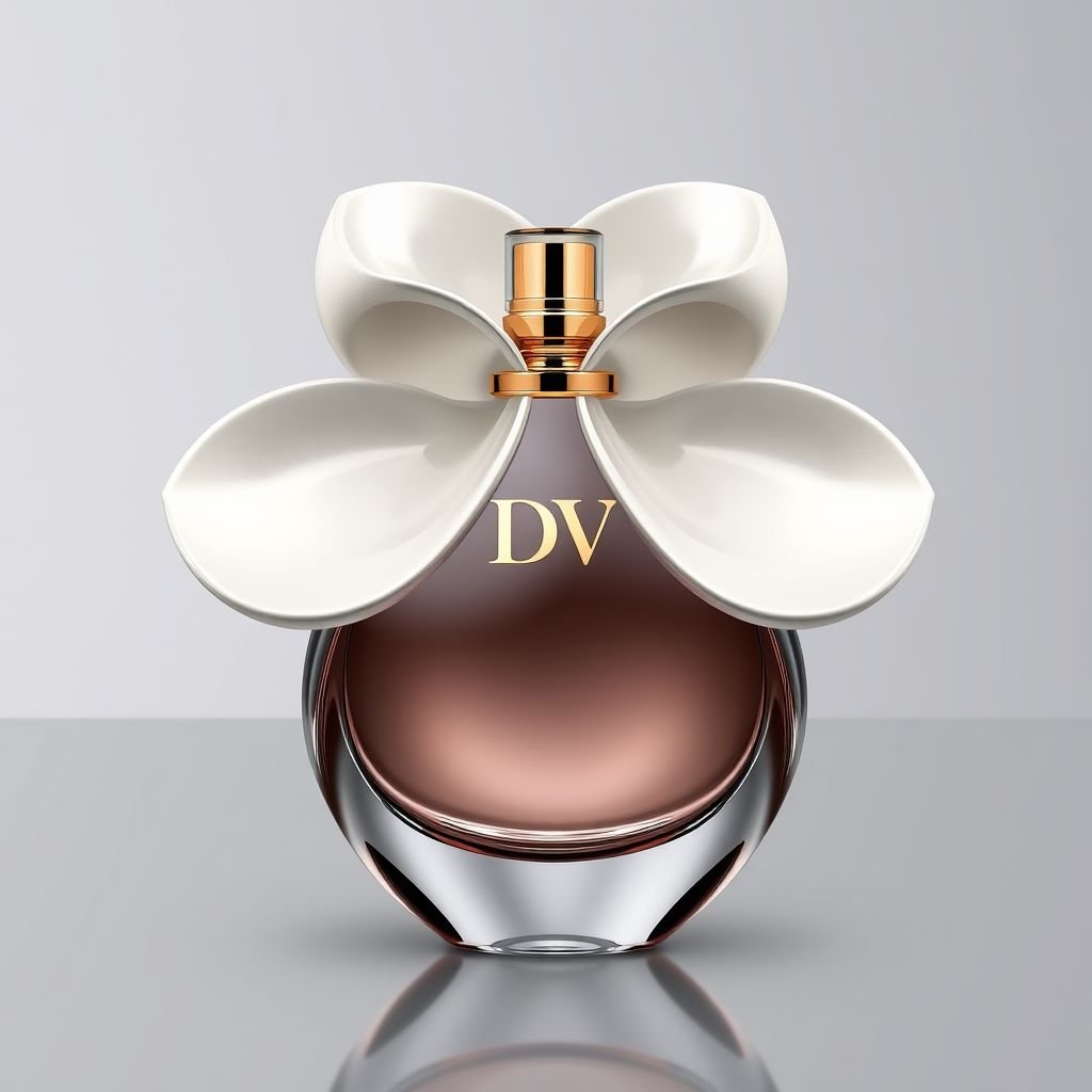 Perfume oil with the name “Da’Vine” on it. With DV on it. Shape the bottle as a flower
Design a sleek, elegant perfume oil bottle named “Da’Vine,” featuring a sophisticated flower shape that reflects femininity and strength. The bottle's surface will be adorned with the initials "DV" in an embossed gold finish, embodying a business fashion style that marries creativity with professionalism, perfect for the modern businesswoman.