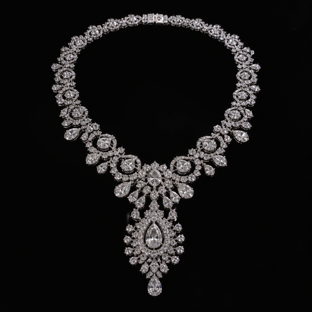 Diamond Necklace, Black Background, Product Photo
photorealistic fashion design, Diamond Necklace, Black Background, Product Photo, vintage style, just the design no text
