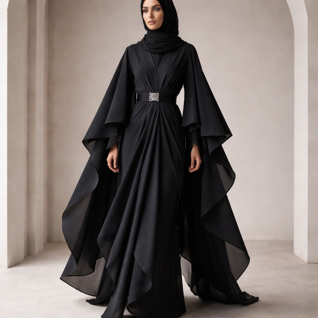 Black abaya with unique cut
Black abaya with unique cut