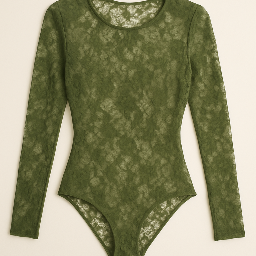 Can you make a long sleeve lace body suit in army green colour
Make more see through
Can you make a long sleeve lace body suit in army green colour
Make more see through