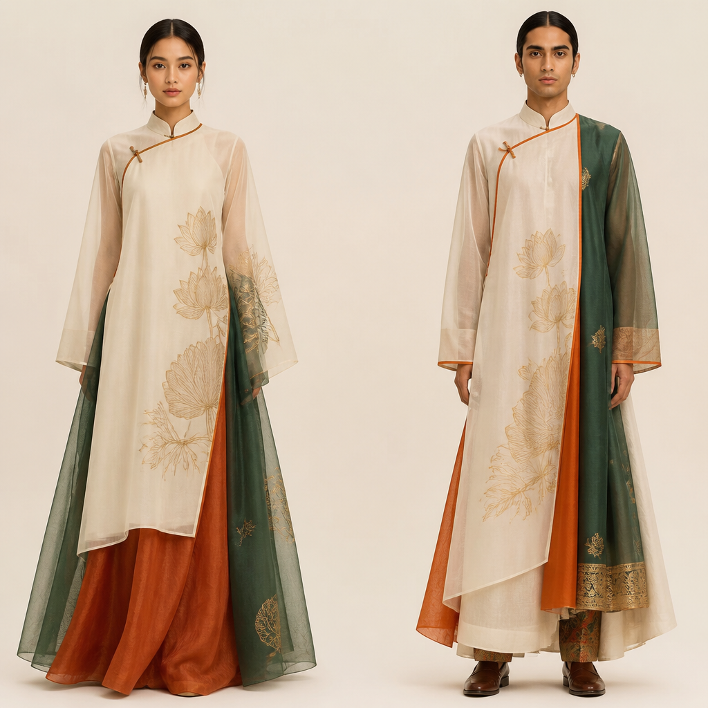 photorealistic fashion design, A Unisex Dress design. Vietnam fashion aesthetics., just the design no text. Refinement: vietnamese and indian
photorealistic fashion design, photorealistic fashion design, A Unisex Dress design. Vietnam fashion aesthetics., just the design no text. Refinement: vietnamese and indian, just the design no text