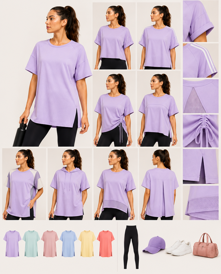 Redesigned: Quiero ese diseño con diferentes variaciones para presentar
Podría ser con manga hombro caído más corta o con detalles que la hagan ver más casual y deportiva y no tan sencilla, siguiendo estilos de moda
Restyle the fashion design in the image: Quiero ese diseño con diferentes variaciones para presentar
Podría ser con manga hombro caído más corta o con detalles que la hagan ver más casual y deportiva y no tan sencilla, siguiendo estilos de moda. Keep the overall composition and photographic style unless instructed otherwise. Photorealistic editorial fashion photograph, no text.