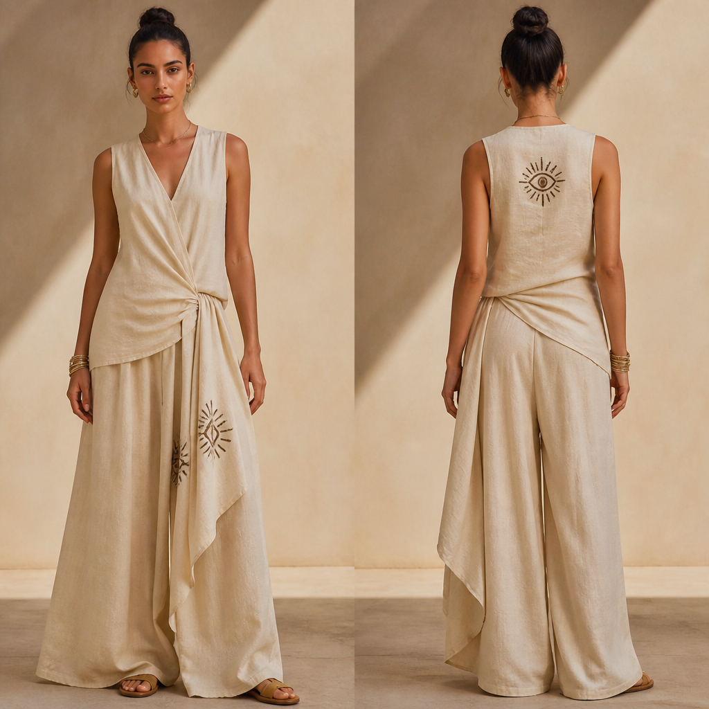 A Unisex Dress design, suitable for Summer. I want a full outfit for women and my logo to be on in the out the logo in the reference photo. Egypt fashion aesthetics.
photorealistic fashion design, A Unisex Dress design, suitable for Summer. I want a full outfit for women and my logo to be on in the out the logo in the reference photo. Egypt fashion aesthetics., just the design no text