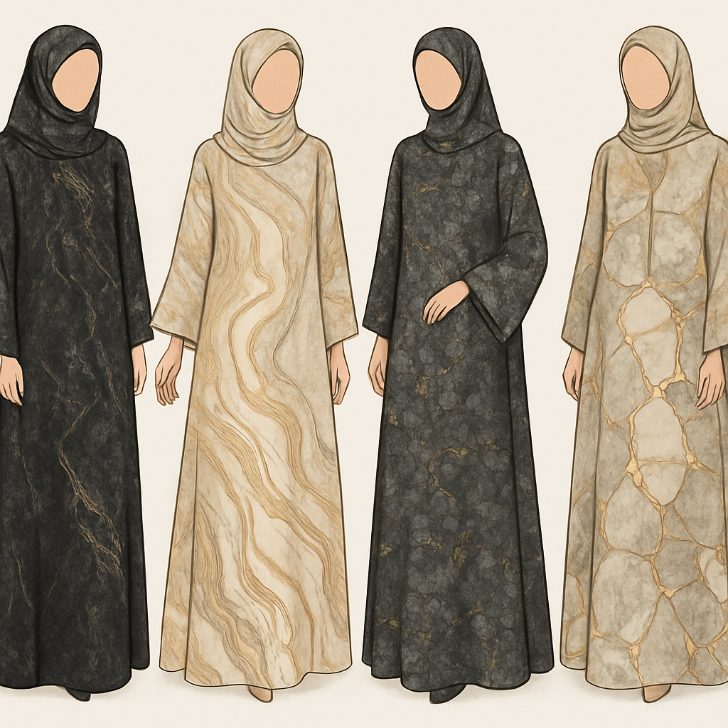 Create a modest boubou, the first of its kind, featuring a unique stone design that exudes a classy and sophisticated vibe. I'd like four designs, each showcasing different styles and fabrics. Incorporate high-end, unique chic stone designs to make them truly special. Add little sophisticated stone designs.

Create a modest boubou, the first of its kind, featuring a unique stone design that exudes a classy and sophisticated vibe. I'd like four designs, each showcasing different styles and fabrics. Incorporate high-end, unique chic stone designs to make them truly special. Add little sophisticated stone designs.