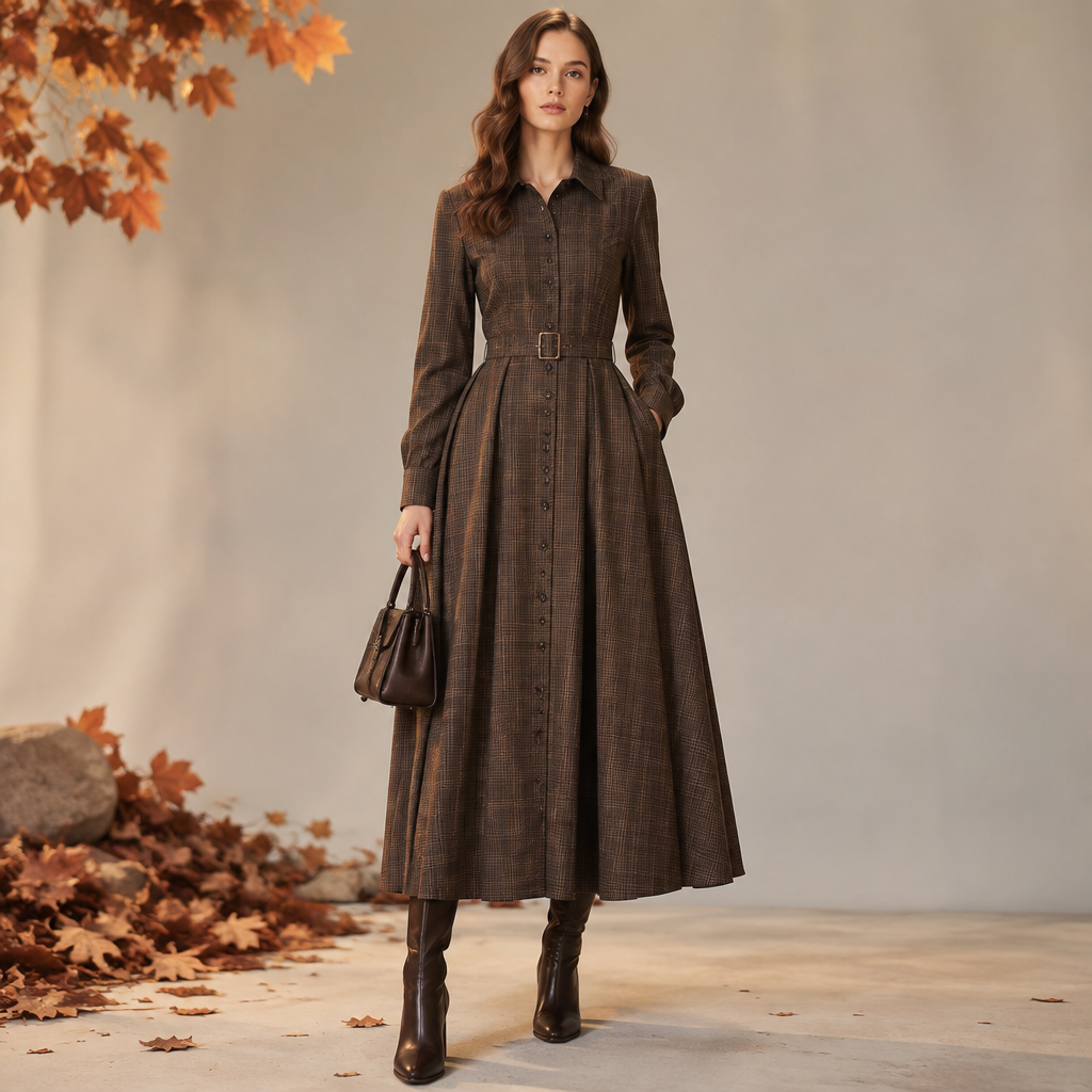 A Female Dress design, suitable for Fall. IQ fashion aesthetics. Current season is Autumn in IQ. Present it as professional fashion catalogue photography: the garment is the subject, shown full-length with editorial styling, neutral posing and tasteful, non-suggestive framing.
photorealistic fashion design, A Female Dress design, suitable for Fall. IQ fashion aesthetics. Current season is Autumn in IQ. Present it as professional fashion catalogue photography: the garment is the subject, shown full-length with editorial styling, neutral posing and tasteful, non-suggestive framing., just the design no text