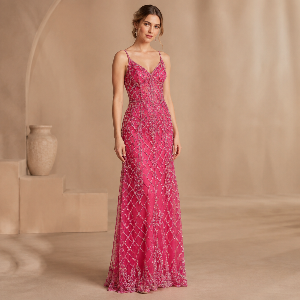 A Female Dress design, made of Linen, with a rich, textured surface, with a Relaxed silhouette, with a minimal-coverage cut, in a Bold & Bright color palette, for Party, suitable for Fall, suited to a Dry & Arid climate, in Elegant style, shown on a model with light skin and a slim figure. the bottom covered and net.diamond and pink work.bright colour. Present it as professional fashion catalogue photography: the garment is the subject, shown full-length with editorial styling, neutral posing and tasteful, non-suggestive framing.
photorealistic fashion design, A Female Dress design, made of Linen, with a rich, textured surface, with a Relaxed silhouette, with a minimal-coverage cut, in a Bold & Bright color palette, for Party, suitable for Fall, suited to a Dry & Arid climate, in Elegant style, shown on a model with light skin and a slim figure. the bottom covered and net.diamond and pink work.bright colour. Present it as professional fashion catalogue photography: the garment is the subject, shown full-length with editorial styling, neutral posing and tasteful, non-suggestive framing., elegant style, just the design no text