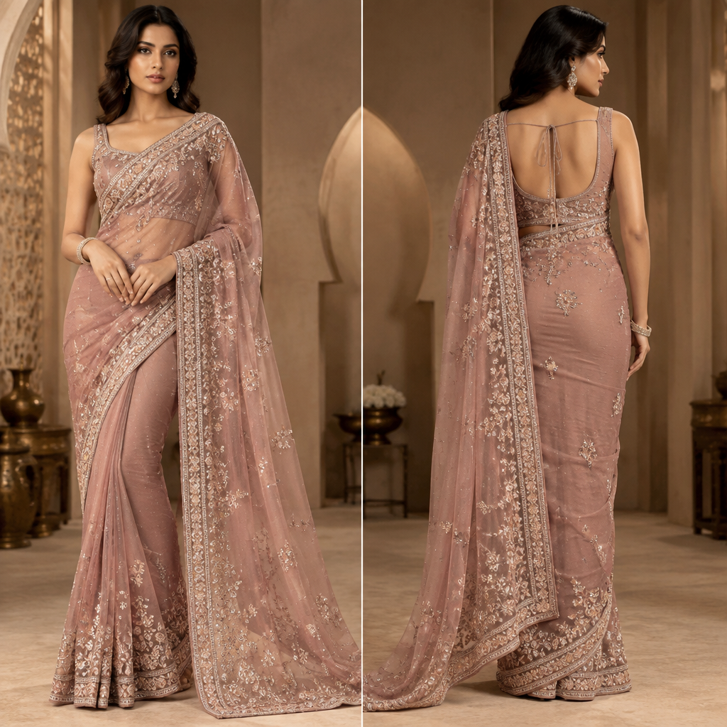 A Saree design. like Bollywood style Present it as professional fashion catalogue photography: the garment is the subject, shown full-length with editorial styling, neutral posing and tasteful, non-suggestive framing.
photorealistic fashion design, A Saree design. like Bollywood style Present it as professional fashion catalogue photography: the garment is the subject, shown full-length with editorial styling, neutral posing and tasteful, non-suggestive framing., just the design no text, show front and back