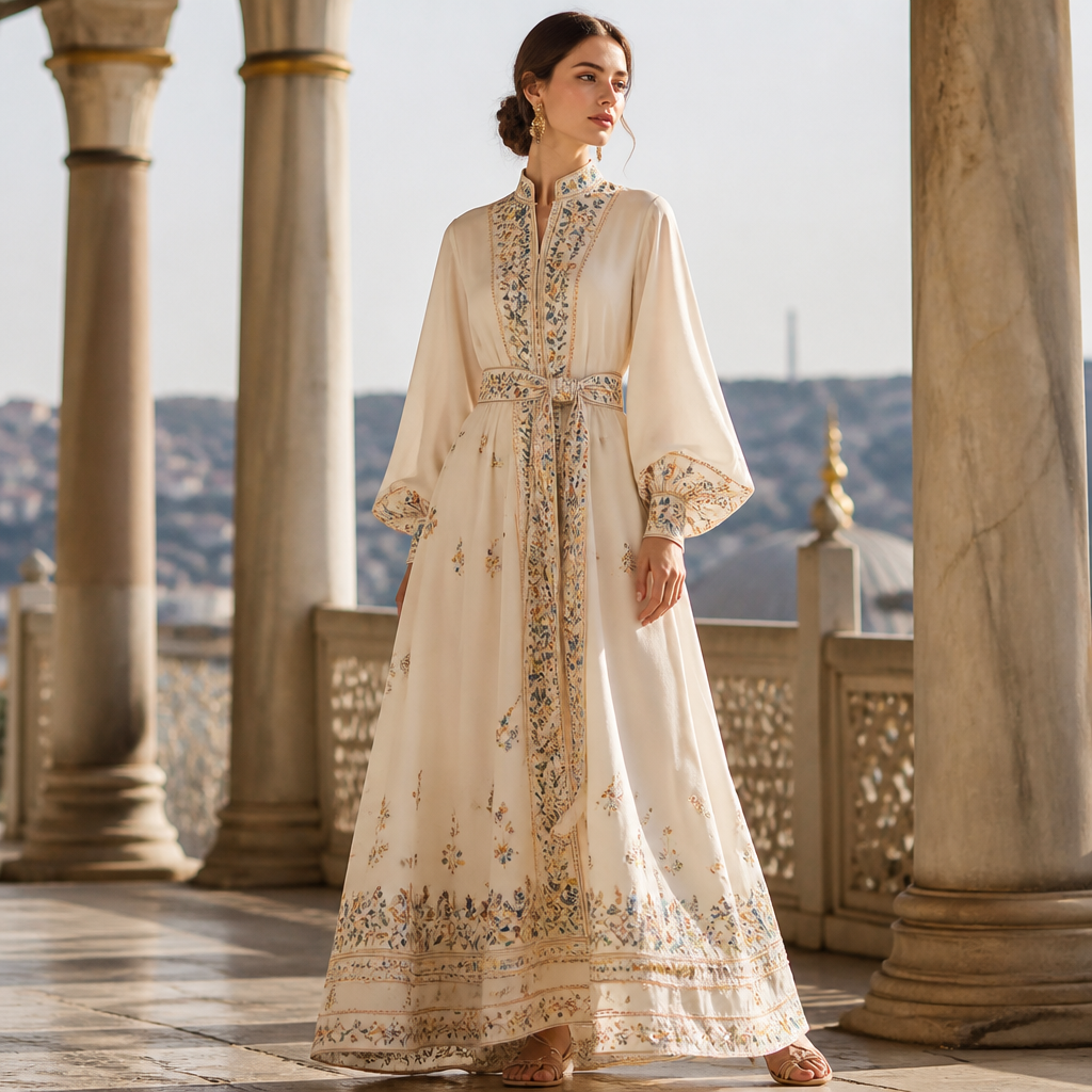 A Female Dress design, suitable for Summer. Consider Turkish fashion — Ottoman-inspired, modest fashion hub, rich textiles, East-meets-West aesthetics. Current season is Summer in Turkey.
photorealistic fashion design, A Female Dress design, suitable for Summer. Consider Turkish fashion — Ottoman-inspired, modest fashion hub, rich textiles, East-meets-West aesthetics. Current season is Summer in Turkey., just the design no text