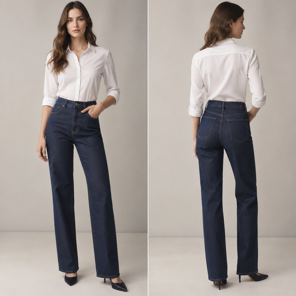 photorealistic fashion design, A Female Pants design, made of Denim, with a sleek, smooth finish, with a Tailored silhouette, with modest, full coverage: longer hemlines, higher necklines and covered shoulders, in a Monochrome color palette, for Work, suitable for Summer, suited to a Temperate climate, in Business style, shown on a model with fair skin and a curvy figure Present it as professional fashion catalogue photography: the garment is the subject, shown full-length with editorial styling, neutral posing and tasteful, non-suggestive framing., business style, just the design no text. Refinement: Que sea más delgada la persona con cintura
photorealistic fashion design, photorealistic fashion design, A Female Pants design, made of Denim, with a sleek, smooth finish, with a Tailored silhouette, with modest, full coverage: longer hemlines, higher necklines and covered shoulders, in a Monochrome color palette, for Work, suitable for Summer, suited to a Temperate climate, in Business style, shown on a model with fair skin and a curvy figure Present it as professional fashion catalogue photography: the garment is the subject, shown full-length with editorial styling, neutral posing and tasteful, non-suggestive framing., business style, just the design no text. Refinement: Que sea más delgada la persona con cintura , just the design no text