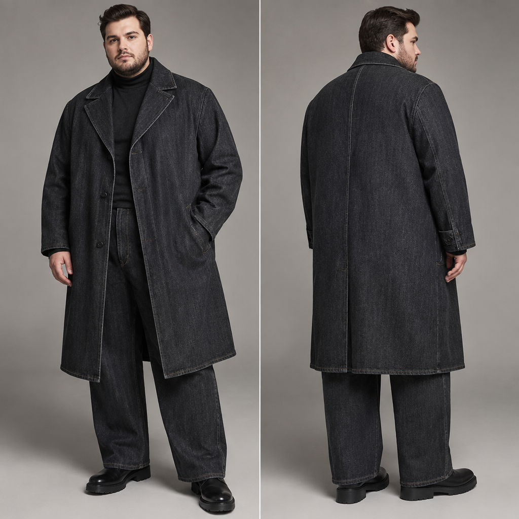 A Male Dress design, made of Denim, with a soft, cosy hand, with an Oversized silhouette, in a Monochrome color palette, for Formal, suitable for Winter, suited to a Cold climate, in Formal style, shown on a model with fair skin and a plus-size figure. IQ fashion aesthetics. Present it as professional fashion catalogue photography: the garment is the subject, shown full-length with editorial styling, neutral posing and tasteful, non-suggestive framing.
photorealistic fashion design, A Male Dress design, made of Denim, with a soft, cosy hand, with an Oversized silhouette, in a Monochrome color palette, for Formal, suitable for Winter, suited to a Cold climate, in Formal style, shown on a model with fair skin and a plus-size figure. IQ fashion aesthetics. Present it as professional fashion catalogue photography: the garment is the subject, shown full-length with editorial styling, neutral posing and tasteful, non-suggestive framing., formal style, just the design no text