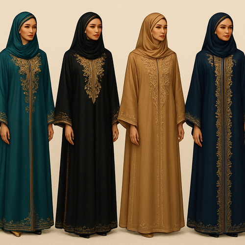 Create a unique, classy, and sophisticated women shadda boubou design that’s first in the world. Please provide me with four designs. 