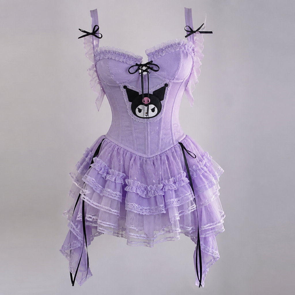 A Dress design, in Y2K style. kuromi pastel paars light paar. Belgium fashion aesthetics.
photorealistic fashion design, A Dress design, in Y2K style. kuromi pastel paars light paar. Belgium fashion aesthetics., y2k style, just the design no text