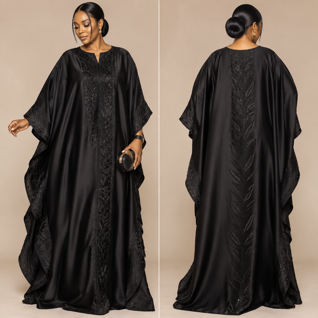 Black boubou dress
photorealistic fashion design, Black boubou dress, just the design no text