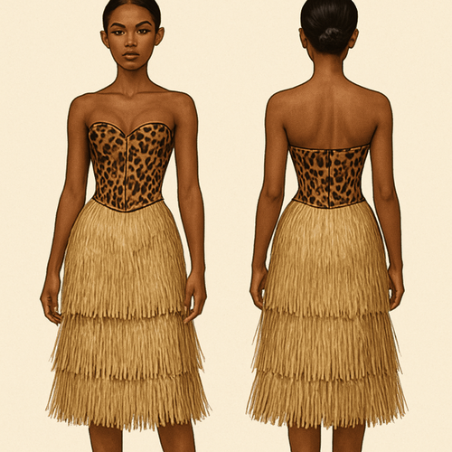 Raphia skirt
Leopard corset

