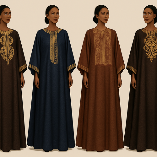 Create a unique, classy, and sophisticated shadda boubou design that’s first in the world for women . Please provide me with four designs. 