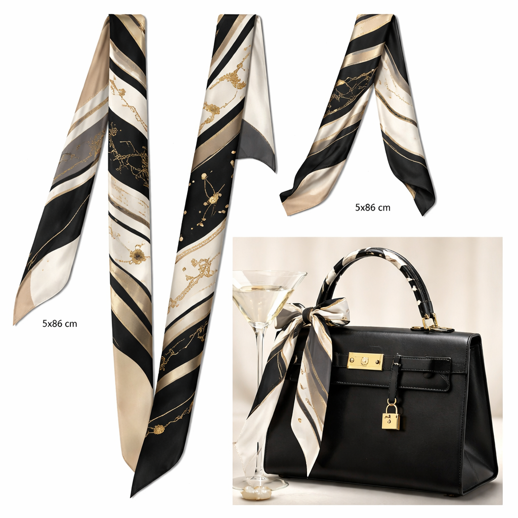 Silk scarf that is 5x86cm designed for a handle on a Kelly style bag that is suitable for cocktail hour more simple and playful
Less sweet
Silk scarf that is 5x86cm designed for a handle on a Kelly style bag that is suitable for cocktail hour more simple and playful
Less sweet, classic style, show front and back