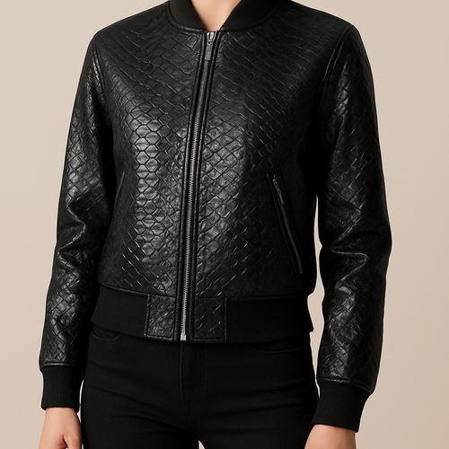 ## Details of Women's Luxury Snakeskin Faux Leather Bomber Jacket - Material: High-quality PU leather with a snakeskin pattern, featuring a raised, glossy texture for a luxurious and chic look. The fabric is soft, waterproof, and highly flexible. Lined with smooth satin or cotton for skin comfort, ideal for fall and early winter (thickness around 0.5 mm). - Design: - Classic bomber style with a stand-up collar and a zip-up front to block out the wind. - Long sleeves with ribbed cuffs for a stylish and comfortable fit. - Shiny metal zipper in front, slanted chest pockets, and an internal pocket for small items. - Snakeskin pattern in striking colors like glossy black, burnt brown, or emerald green, shimmering under light for an eye-catching effect. - Size and Fit: - Available in sizes XS to XL, with a slightly oversized fit for a modern, street-style vibe. For example, size S/M has a chest circumference of about 100-105 cm and a jacket length of approximately 55 cm. - Lightweight (around 500-600 grams), suitable for heights between 160-175 cm. - Special Features: - Quilted inner lining for mild warmth in cool weather. - Clean, durable stitching inspired by military designs but with contemporary finesse. - Hand-washable and stain-resistant, perfect for daily wear. - How to Style: Pair this jacket with tight black jeans and leather boots for a chic look. For a night out, style it with glossy leggings or a short leather skirt and a silk scarf. It’s like stepping out as a fashion star that turns heads everywhere!