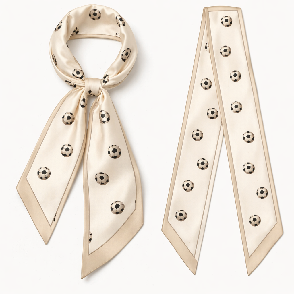 Design a silk scarf thanks 5x 86cm to be wrapped on the handle of a purse.
No logos or any school relation. Make it footballs . Way more simple and tailored just football
Ivory
Design a silk scarf thanks 5x 86cm to be wrapped on the handle of a purse.
No logos or any school relation. Make it footballs . Way more simple and tailored just football
Ivory , classic style, show front and back