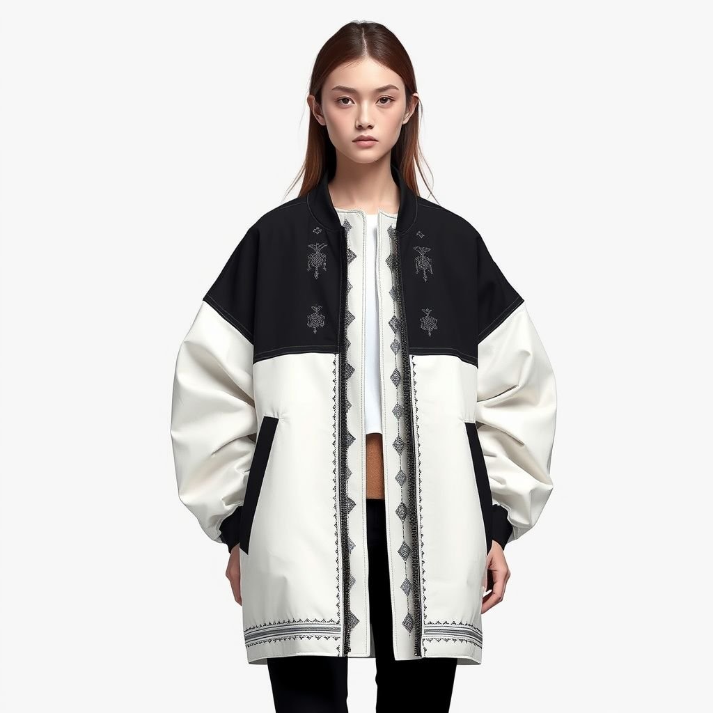 A bold blend of Kazakh traditional clothing and contemporary streetwear. Featuring oversized jackets inspired by “shapan”, modern silhouettes, and ornamental embroidery. Designed for fashion-forward youth who want to wear culture with pride.
Design a minimalist fashion collection that melds Kazakh traditional attire with contemporary streetwear. Envision streamlined oversized jackets echoing the “shapan,” paired with clean lines and subtle silhouettes. Incorporate delicate, understated ornamental embroidery for texture, focusing on a monochromatic palette to embody simplicity. Tailored for youth embracing cultural heritage with effortless elegance.
