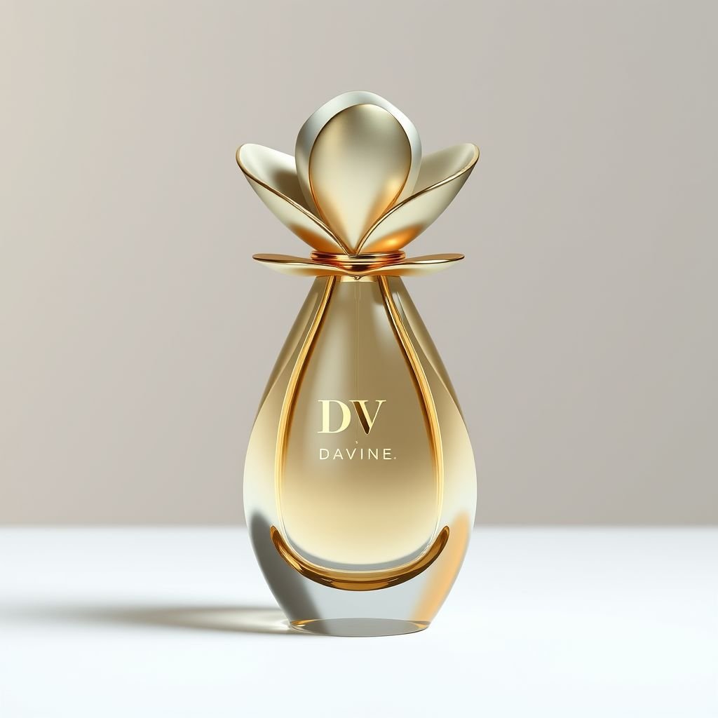 Perfume roll on oil with the name “Da’Vine” on it. With DV on it. Shape the bottle as a flower
Design a sophisticated perfume roll-on oil bottle named “Da’Vine,” elegantly shaped like a blooming flower, symbolizing growth and refinement. The surface features an embossed “DV” monogram in gold. The bottle exudes professionalism, appealing to the modern businesswoman, merging floral elegance with corporate chic, perfect for the bustling office environment.