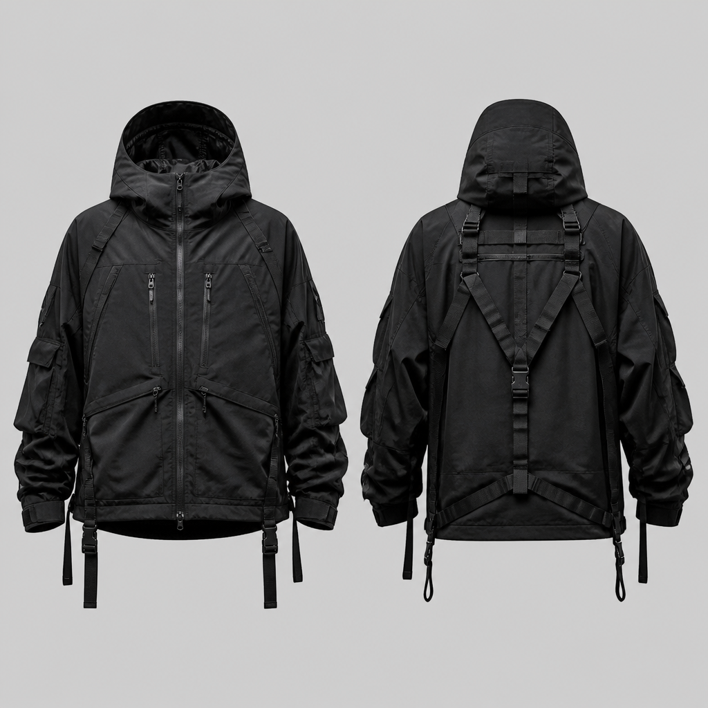 Streetwear clothing
photorealistic fashion design, Streetwear clothing , techwear style, just the design no text, show front and back