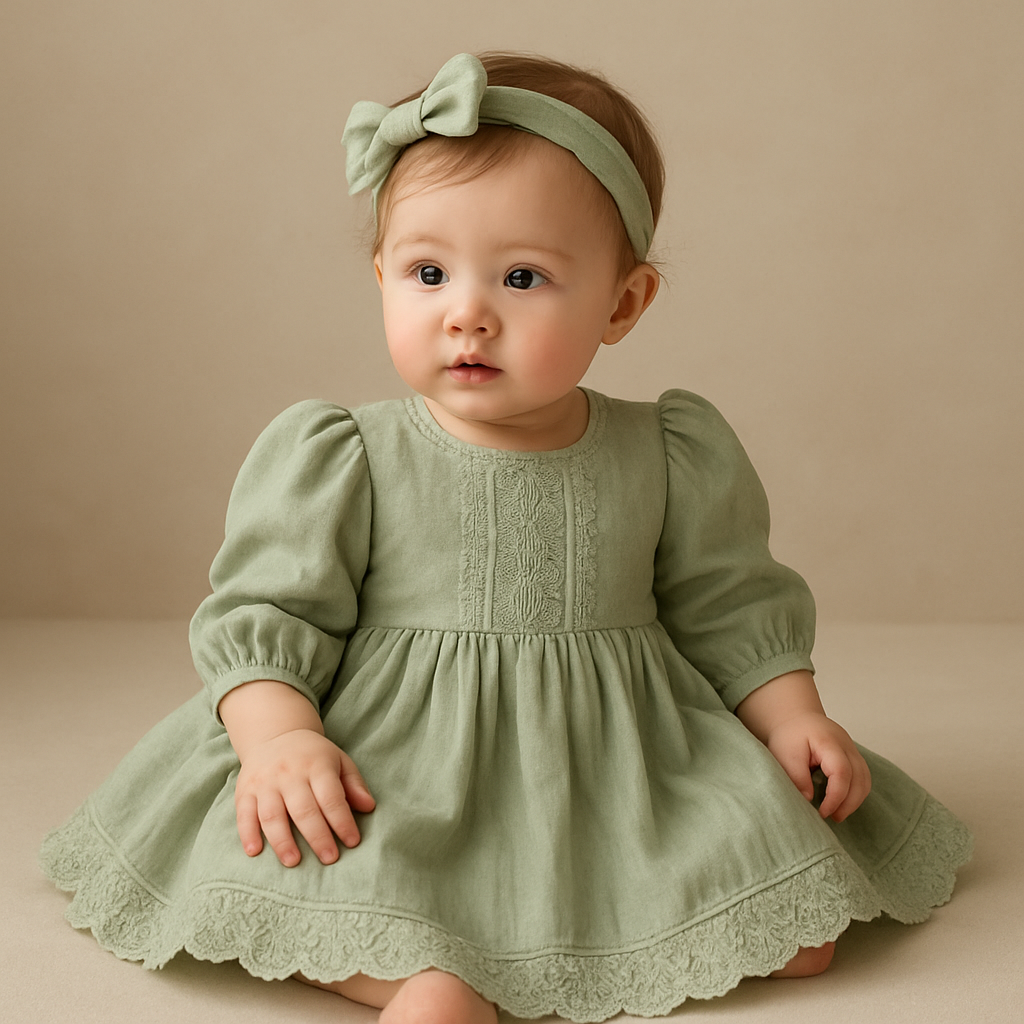一歳の女の子着用画
優しいグリーンのヨーロッパ風ドレス
ヘッドアクセサリーもつけて
一歳の女の子着用画
優しいグリーンのヨーロッパ風ドレス
ヘッドアクセサリーもつけて