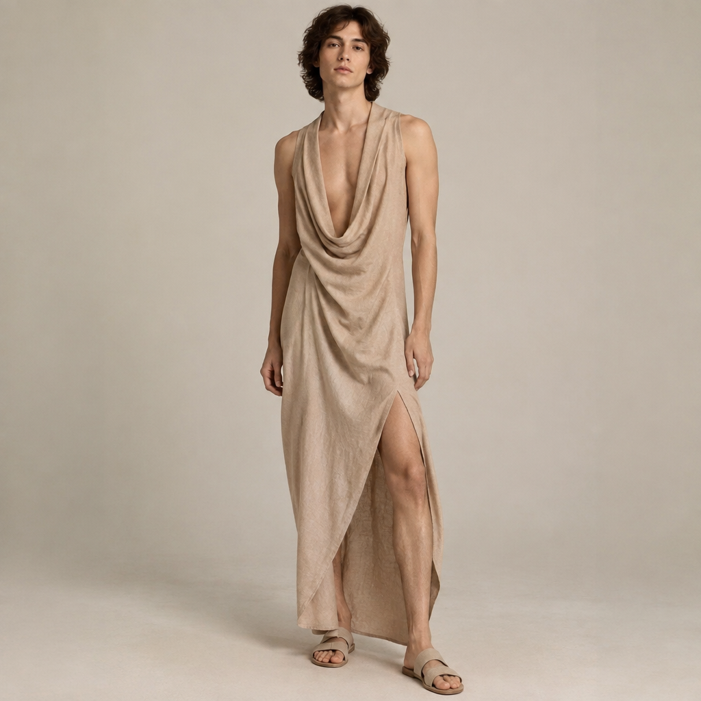 A Unisex Dress design, with a soft, cosy hand, with a minimal-coverage cut, in a Neutrals color palette, for Date Night, suitable for Spring, suited to a Temperate climate, in Classic style, shown on a model with light skin Present it as professional fashion catalogue photography: the garment is the subject, shown full-length with editorial styling, neutral posing and tasteful, non-suggestive framing.
photorealistic fashion design, A Unisex Dress design, with a soft, cosy hand, with a minimal-coverage cut, in a Neutrals color palette, for Date Night, suitable for Spring, suited to a Temperate climate, in Classic style, shown on a model with light skin Present it as professional fashion catalogue photography: the garment is the subject, shown full-length with editorial styling, neutral posing and tasteful, non-suggestive framing., classic style, just the design no text
