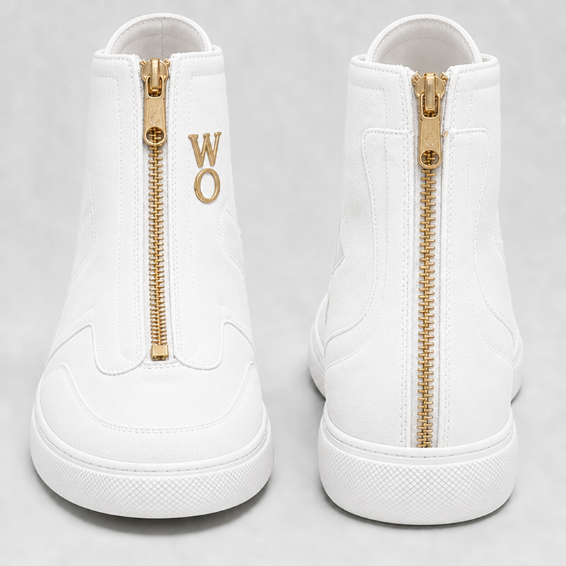Make them in white with the two letters
edit the attached fashion design with these instructions: Make them in white with the two letters. keep it photorealistic, just the design no text