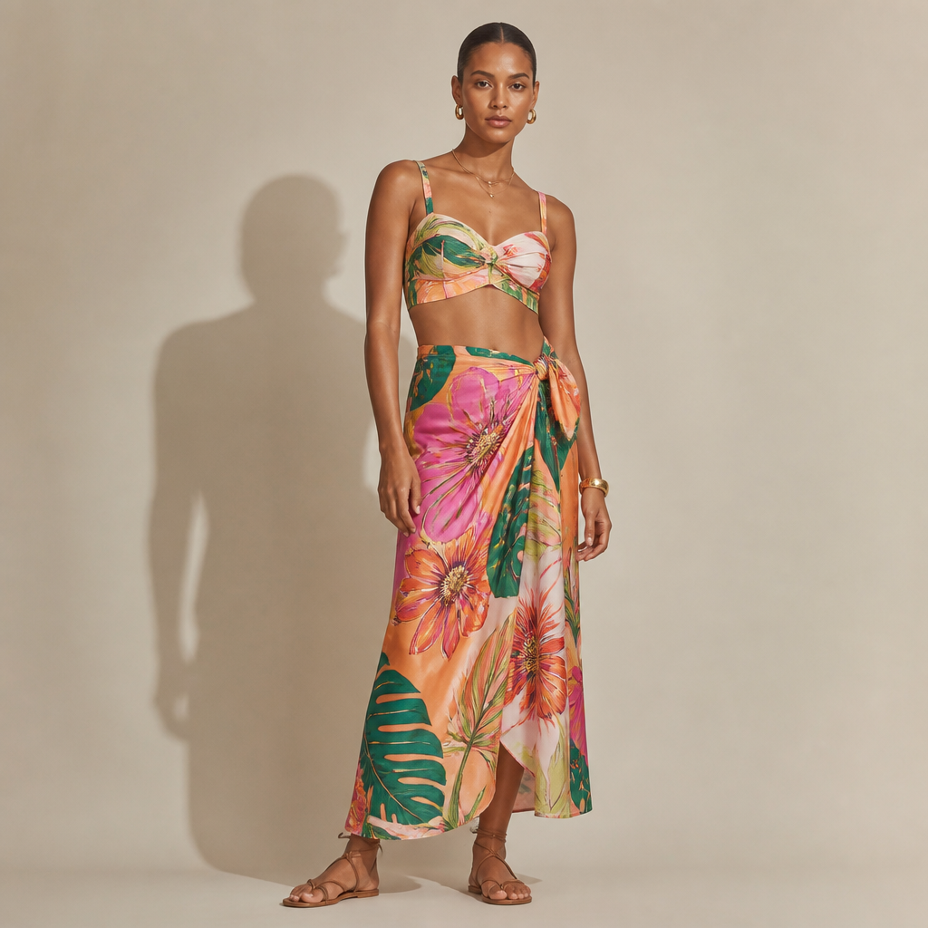 A Skirt design. Consider Brazilian fashion — bold colors, body-positive, beachwear influence, tropical prints, carnival vibrancy. Current season is Spring in Brazil. Design with modest coverage. Present it as professional fashion catalogue photography: the garment is the subject, shown full-length with editorial styling, neutral posing and tasteful, non-suggestive framing.
photorealistic fashion design, A Skirt design. Consider Brazilian fashion — bold colors, body-positive, beachwear influence, tropical prints, carnival vibrancy. Current season is Spring in Brazil. Design with modest coverage. Present it as professional fashion catalogue photography: the garment is the subject, shown full-length with editorial styling, neutral posing and tasteful, non-suggestive framing., just the design no text