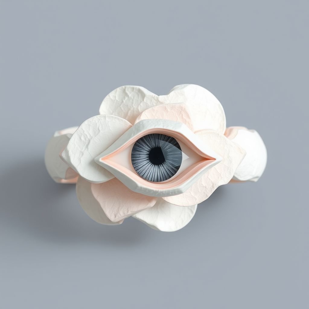 Papier-mâché minimal bangle inspired by eye and clouds
Design a striking minimalist bangle crafted from textured papier-mâché, merging ethereal forms inspired by the softness of clouds with the intricate patterns of an eye. The piece features a delicate gradient of pastel hues, creating a serene aesthetic. Ideal for contemporary art lovers, it embodies the harmony between nature and abstraction.