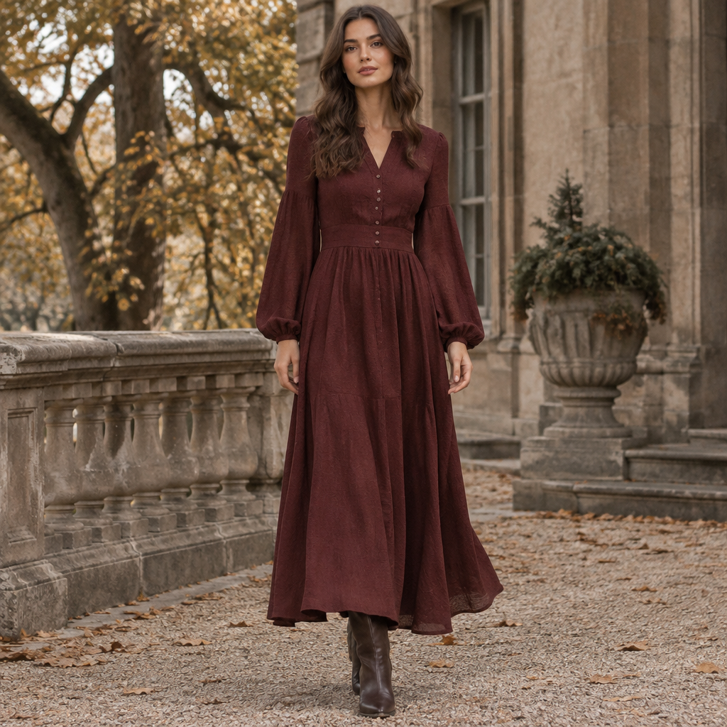 A Dress design, suitable for Fall. LR fashion aesthetics. Current season is Autumn in LR. Present it as professional fashion catalogue photography: the garment is the subject, shown full-length with editorial styling, neutral posing and tasteful, non-suggestive framing.
photorealistic fashion design, A Dress design, suitable for Fall. LR fashion aesthetics. Current season is Autumn in LR. Present it as professional fashion catalogue photography: the garment is the subject, shown full-length with editorial styling, neutral posing and tasteful, non-suggestive framing., just the design no text
