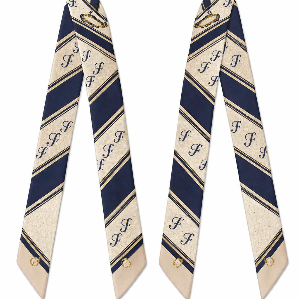 Silk scarf that is 5x86cm designed for a handle on a Kelly style bag using the initials in JF in a diagonal pattern. Intended for a signature look for Jolie Franc. Give it a timeless British style that looks like Hobbs London I like it but make it neutral with navy
Silk scarf that is 5x86cm designed for a handle on a Kelly style bag using the initials in JF in a diagonal pattern. Intended for a signature look for Jolie Franc. Give it a timeless British style that looks like Hobbs London I like it but make it neutral with navy
, classic style, show front and back