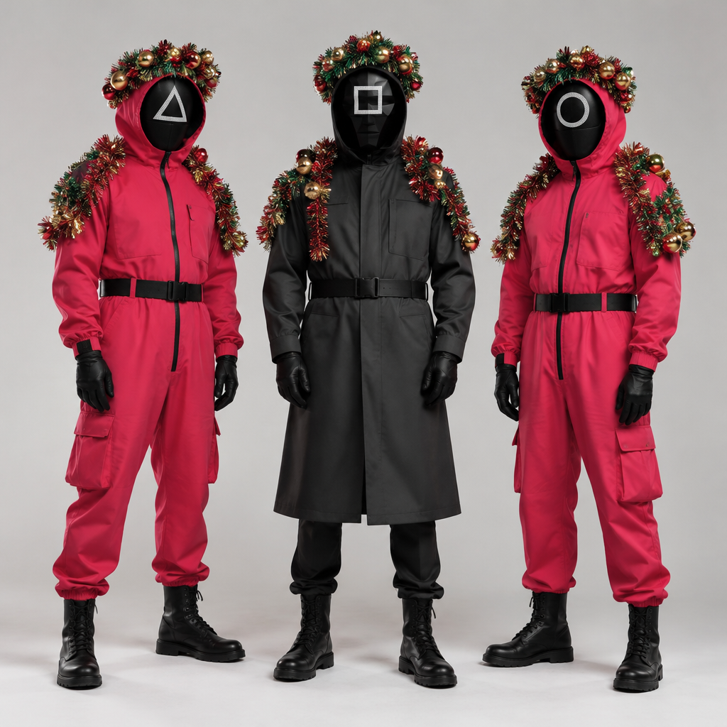 A Male Top design. охранник из игры кальмара треугольник🔺 голове венок мишура на плечах охранник из игры кальмара квадрат менеджер◼️ голове венок мишура мода новый год 🎊🎉📆 охранник из игры кальмара круг⭕ голове венок мишура дяди Present it as professional fashion catalogue photography: the garment is the subject, shown full-length with editorial styling, neutral posing and tasteful, non-suggestive framing.
photorealistic fashion design, A Male Top design. охранник из игры кальмара треугольник🔺 голове венок мишура на плечах охранник из игры кальмара квадрат менеджер◼️ голове венок мишура мода новый год 🎊🎉📆 охранник из игры кальмара круг⭕ голове венок мишура дяди Present it as professional fashion catalogue photography: the garment is the subject, shown full-length with editorial styling, neutral posing and tasteful, non-suggestive framing., just the design no text