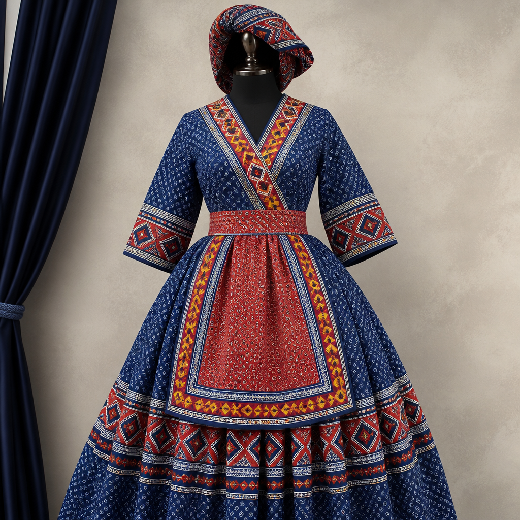 A Dress design, for Casual, in Glamorous + Casual style. traditional south African motifs with shweshwe fabric with apron and doek wrap and it must be long sleeve until the end of the elbow and bold and. South Africa fashion aesthetics.
photorealistic fashion design, A Dress design, for Casual, in Glamorous + Casual style. traditional south African motifs with shweshwe fabric with apron and doek wrap and it must be long sleeve until the end of the elbow and bold and. South Africa fashion aesthetics., glamorous style, just the design no text