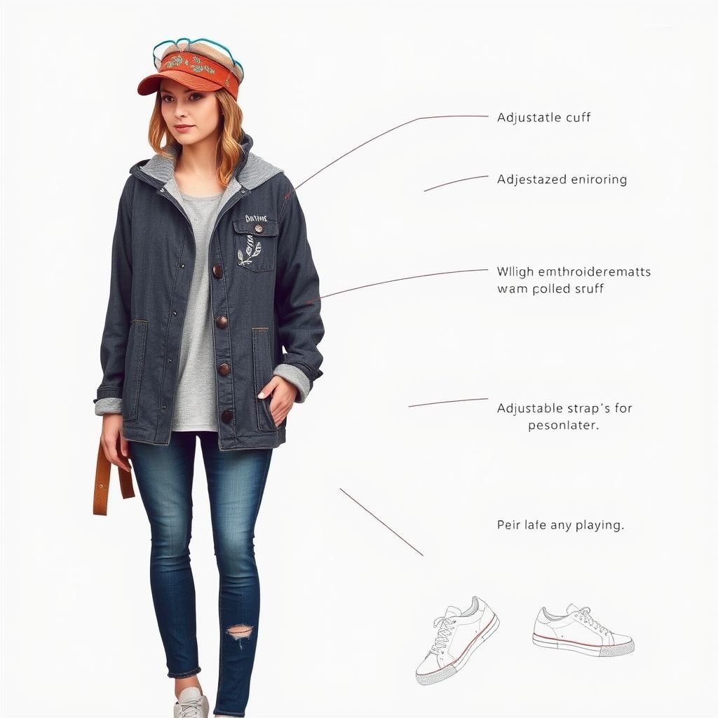 Skullcap Sailor Hat: EmbroideredLeaf Rivet, Warm Rolled Cuff Adjustable CasualCap. With “Da’Vine” on the side
Design a casual, laid-back outfit featuring a Skullcap Sailor Hat with intricate embroidered leaves and stylish rivets, complemented by a warm rolled cuff for comfort. Incorporate an adjustable strap for a personalized fit, adorned with the playful phrase “Da’Vine” on the side. Pair this with relaxed denim and effortless sneakers for a trendy, easygoing ensemble.
