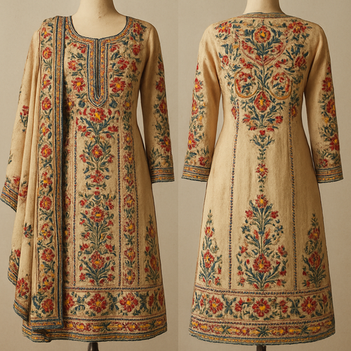 Make Pakistani Punjabi suit with thread embroidery with beads.