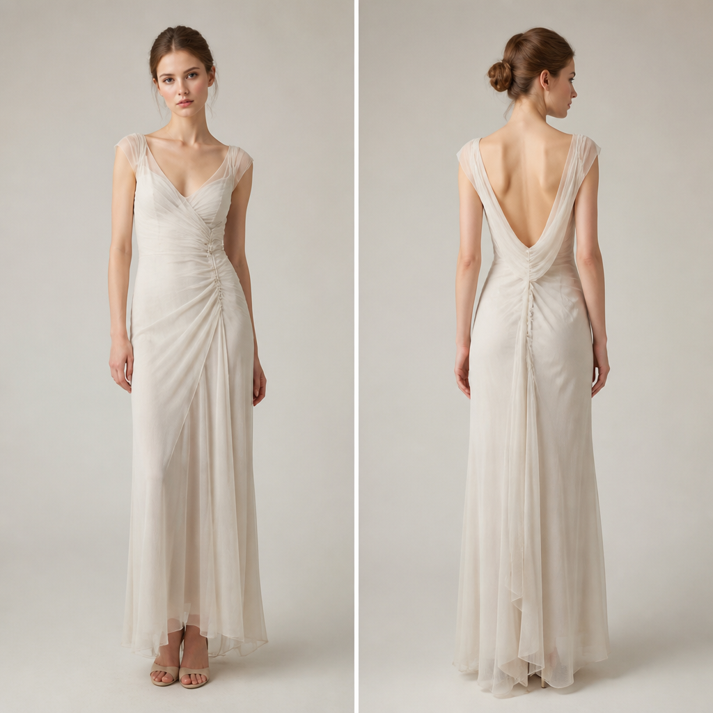 A Female Dress design, with a light, flowing drape, with a Tailored silhouette, in Minimalist + Y2K + Vintage style, shown on a model with fair skin. Russia fashion aesthetics. Present it as professional fashion catalogue photography: the garment is the subject, shown full-length with editorial styling, neutral posing and tasteful, non-suggestive framing.
photorealistic fashion design, A Female Dress design, with a light, flowing drape, with a Tailored silhouette, in Minimalist + Y2K + Vintage style, shown on a model with fair skin. Russia fashion aesthetics. Present it as professional fashion catalogue photography: the garment is the subject, shown full-length with editorial styling, neutral posing and tasteful, non-suggestive framing., minimalist style, just the design no text, show front and back