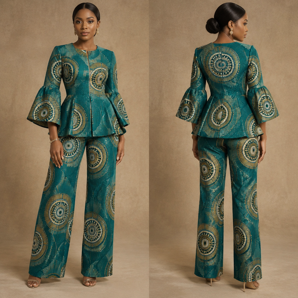two peice suit. Nigeria fashion aesthetics. Present it as professional fashion catalogue photography: the garment is the subject, shown full-length with editorial styling, neutral posing and tasteful, non-suggestive framing.
photorealistic fashion design, two peice suit. Nigeria fashion aesthetics. Present it as professional fashion catalogue photography: the garment is the subject, shown full-length with editorial styling, neutral posing and tasteful, non-suggestive framing., just the design no text