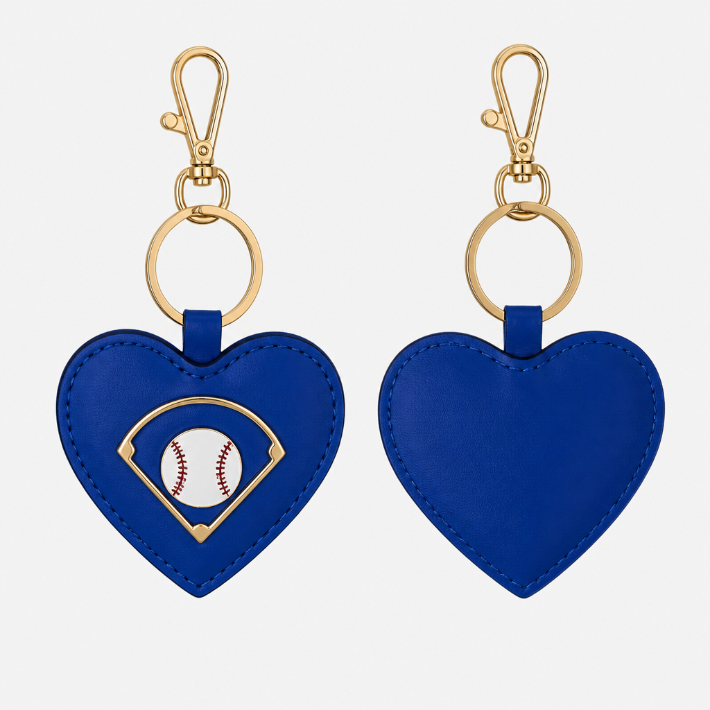 Create a royal blue heart bag charm that says home run in there center
photorealistic fashion design, Create a royal blue heart bag charm that says home run in there center , classic style, just the design no text, show front and back
